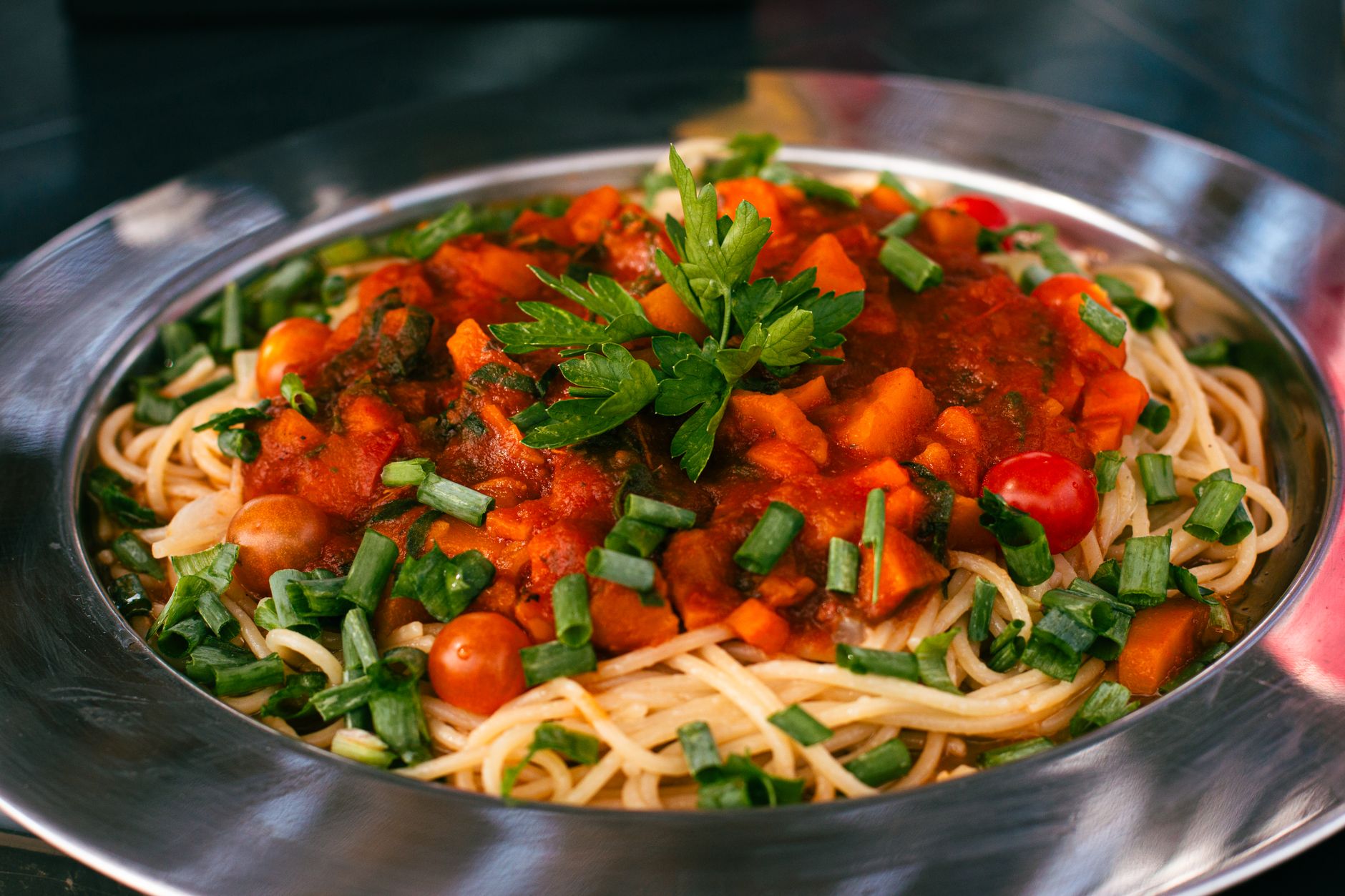 Weeknight pasta with seasonal vegetables and herbs